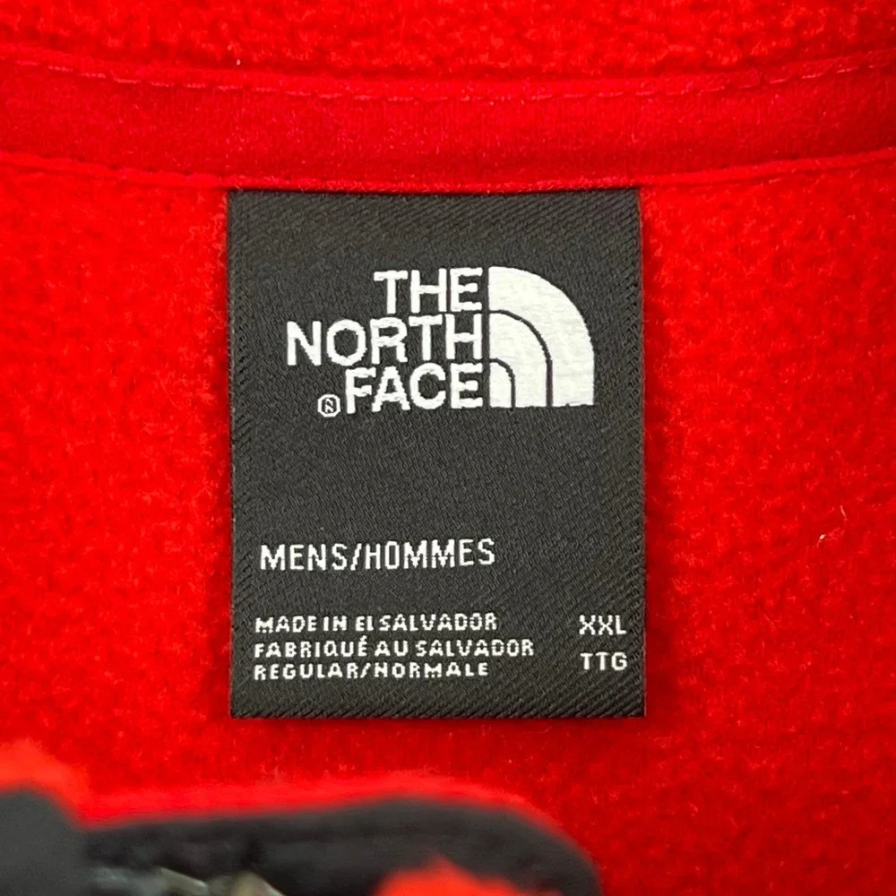 The North Face Fleece Pullover Mens XXL Red Black Colorblock Quarter Zip Jacket